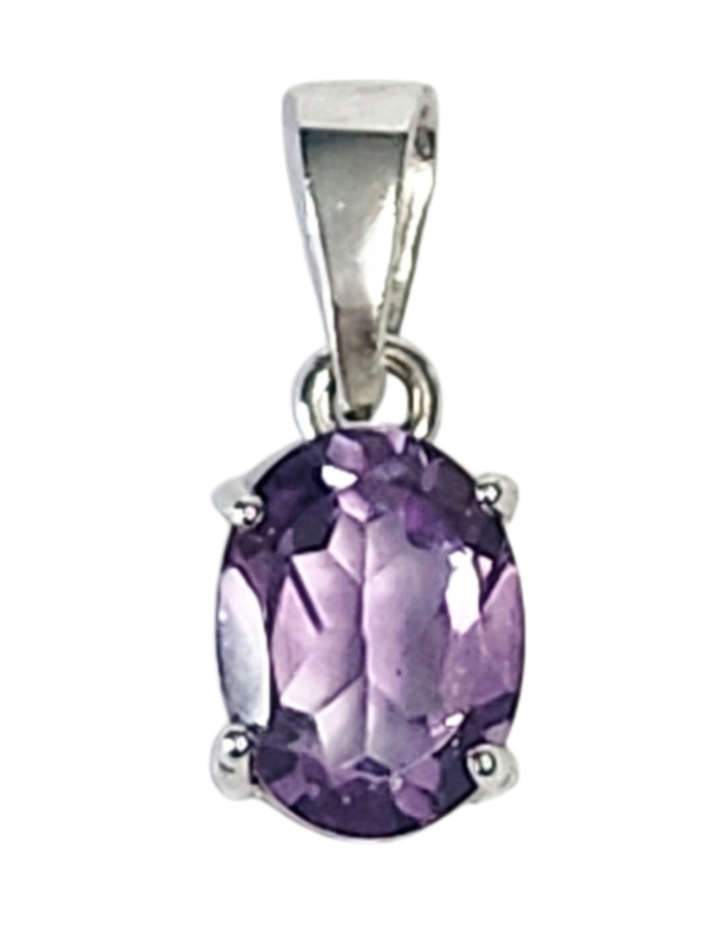 1.10 ctw Amethyst Sterling Silver Oval Solitaire Pendant NEW